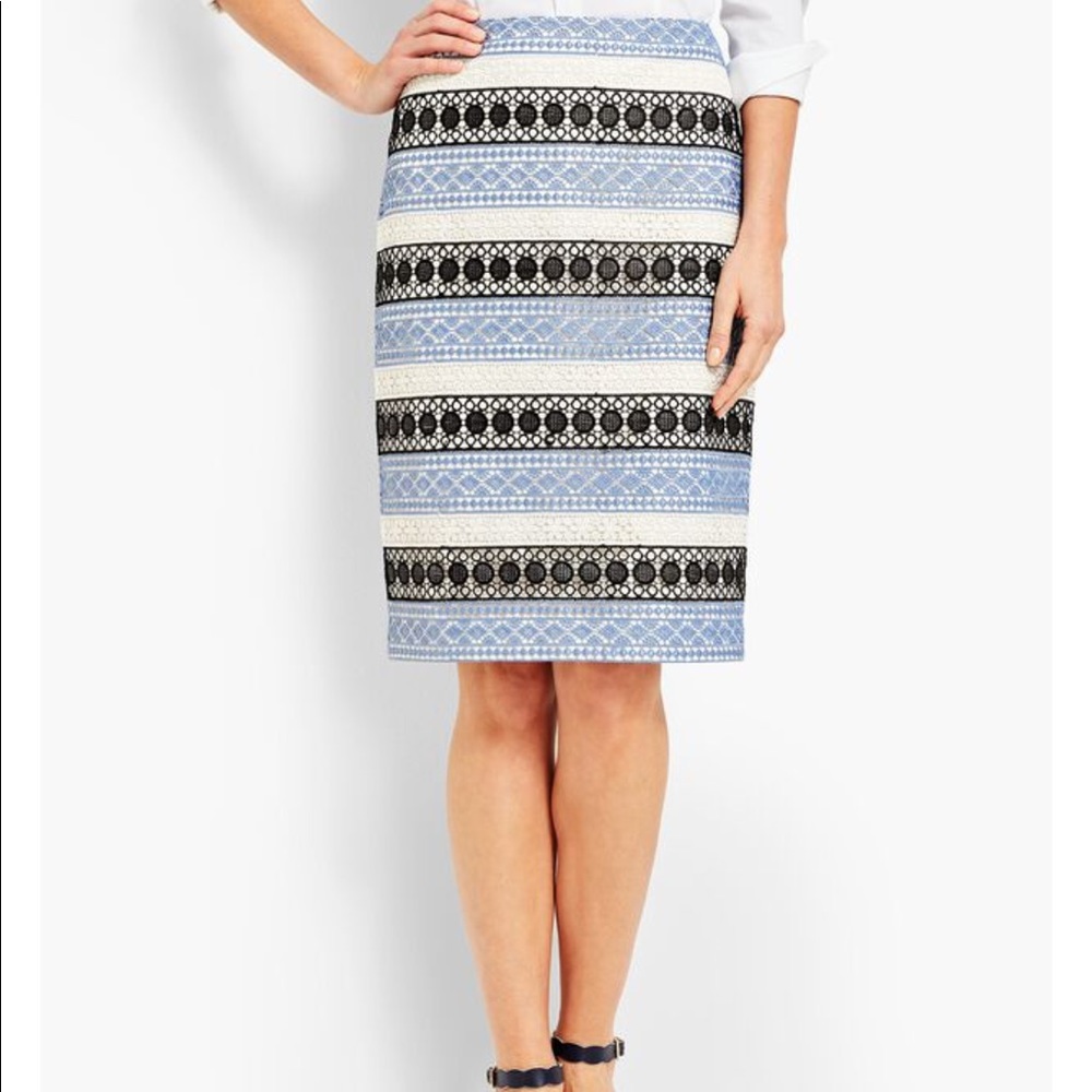 Talbots Lace Stripe Pencil Skirt